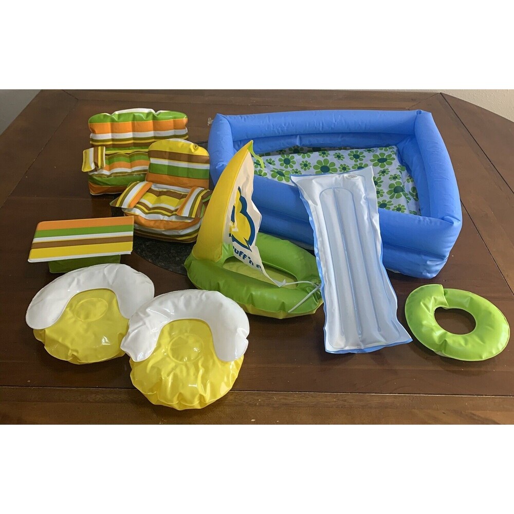 Barbie Summer Splash Pool Set with Blue, Green and Yellow Float Collection